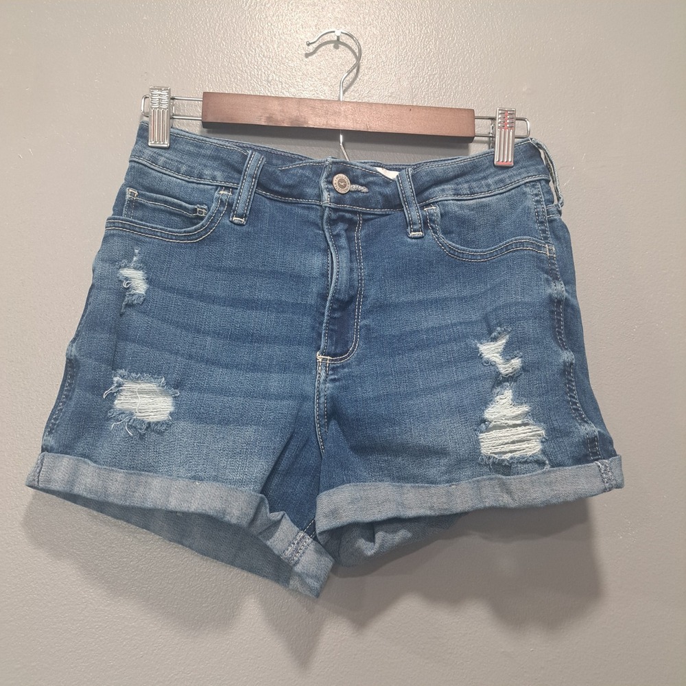 Hollister Curvy High-Rise Short 3" Distressed Denim Medium Wash Size 7 W28